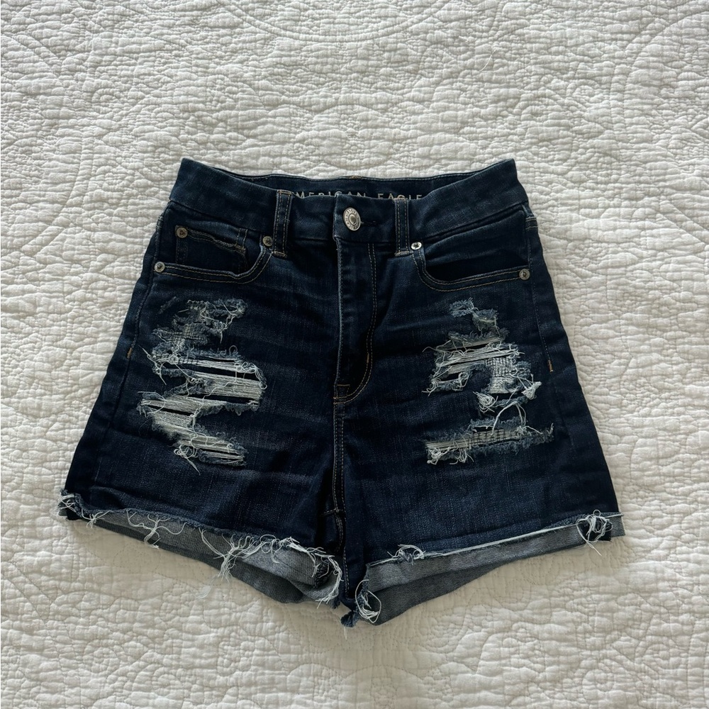 American Eagle Ripped Curvy Hi-Rise Shorts